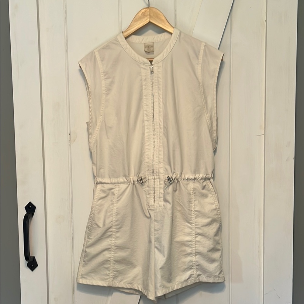 CALIA Cream Utility Jumpsuit with Drawstring Waist